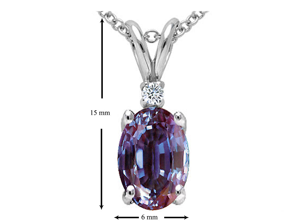 Tommaso Design Oval Simulated Alexandrite Pendant Necklace