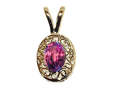 Tommaso Design Oval Simulated Alexandrite Pendant Necklace