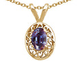 Tommaso Design Oval Simulated Alexandrite Pendant Necklace