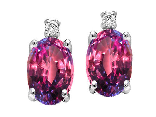 Tommaso Design Simulated Alexandrite And Genuine Diamond Earrings