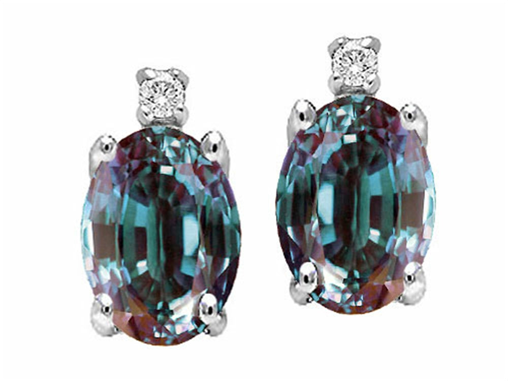 Tommaso Design Simulated Alexandrite And Genuine Diamond Earrings