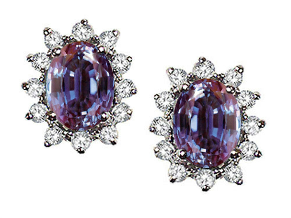 Tommaso Design Oval 8x6 mm Simulated Alexandrite Earrings