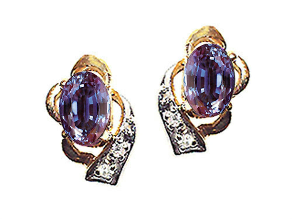 Tommaso Design Oval 6x4 mm Simulated Alexandrite Earrings