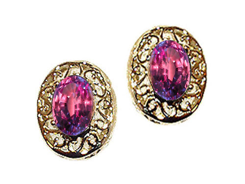 Tommaso Design Oval 6x4mm Simulated Alexandrite Earrings