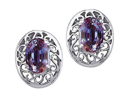 Tommaso Design Oval 6x4mm Simulated Alexandrite Earrings