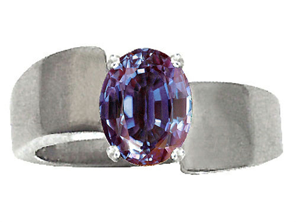 Tommaso Design Oval 9x7mm Simulated Alexandrite Ring