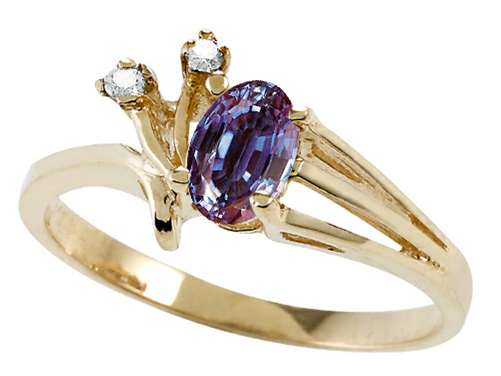 Tommaso Design Oval 6x4mm Simulated Alexandrite Ring