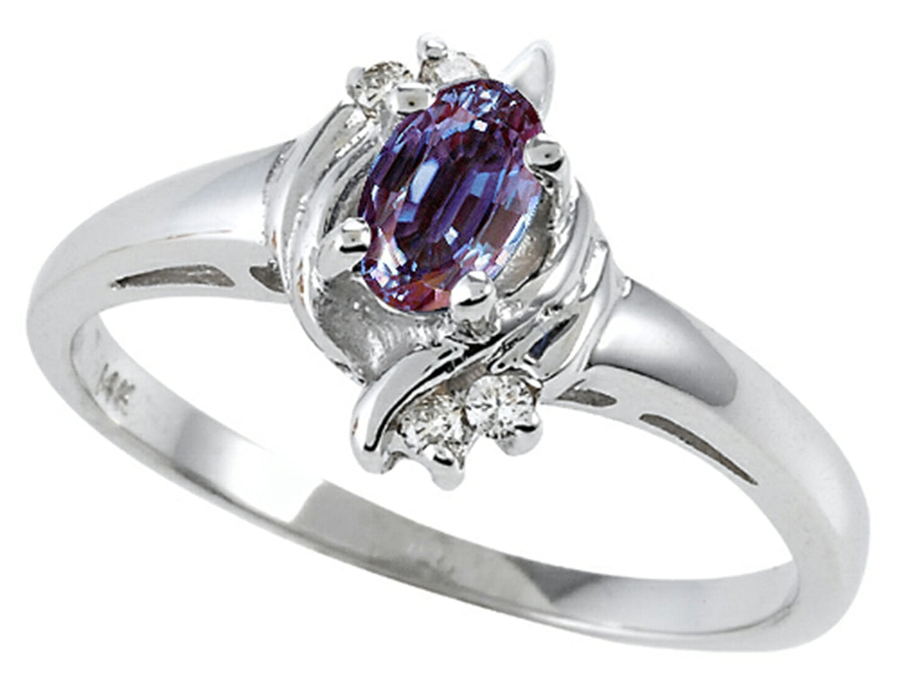 Tommaso Design Oval 5x3 mm Simulated Alexandrite Ring