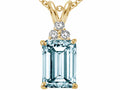 Tommaso Design Emerald Cut 8x6mm Genuine Aquamarine Pendant Necklace