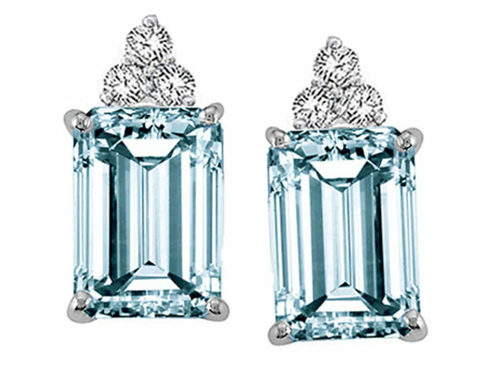 Tommaso Design Emerald Cut 8x6mm Genuine Aquamarine Earrings