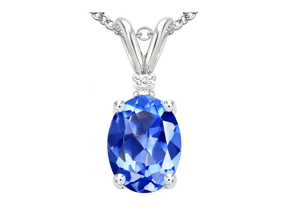 Tommaso Design Oval 7x5 mm Genuine Tanzanite Pendant Necklace