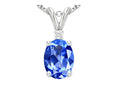 Tommaso Design Oval 7x5 mm Genuine Tanzanite Pendant Necklace