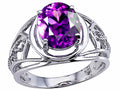 Tommaso Design Large Oval Genuine Amethyst Ring