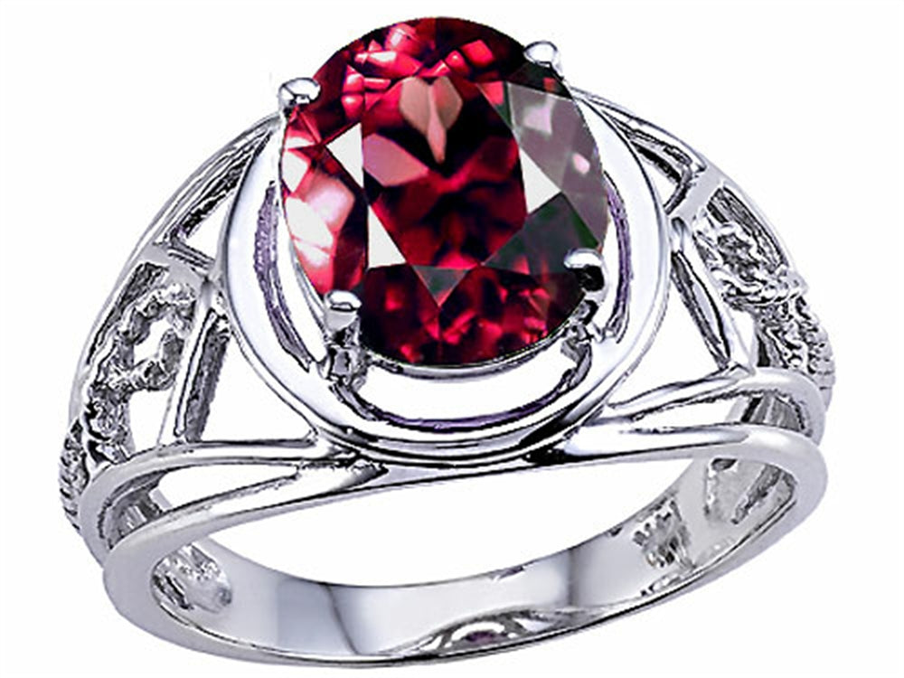 Tommaso Design Oval 10x8 mm Genuine Large Garnet Ring