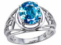 Tommaso Design Oval 10x8 mm Genuine Large Blue Topaz Ring