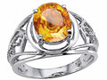 Tommaso Design Oval 10x8 mm Genuine Large Citrine Ring