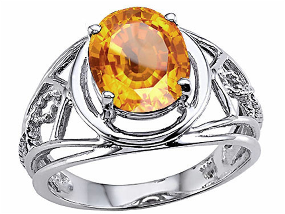 Tommaso Design Oval 10x8 mm Genuine Large Citrine Ring