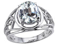 Tommaso Design Large Oval Genuine White Topaz Ring
