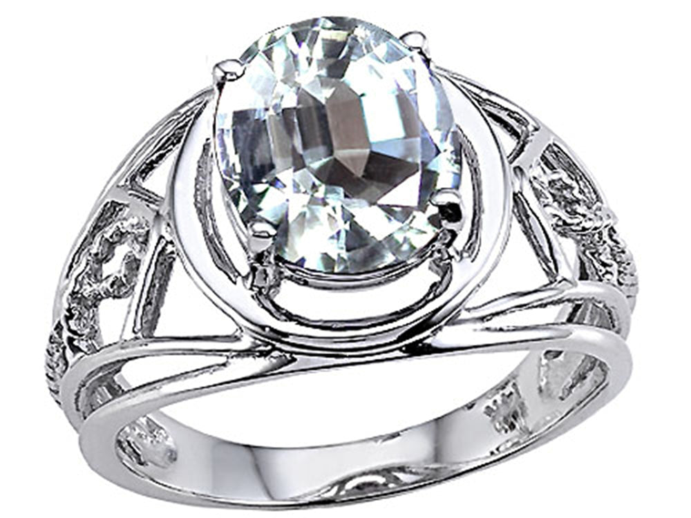 Tommaso Design Large Oval Genuine White Topaz Ring