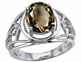 Tommaso Design Oval 10x8 mm Genuine Large Smoky Quartz Ring