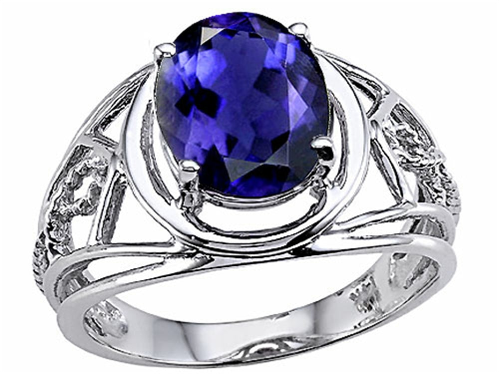 Tommaso Design Oval 10x8 mm Genuine Large Iolite Ring
