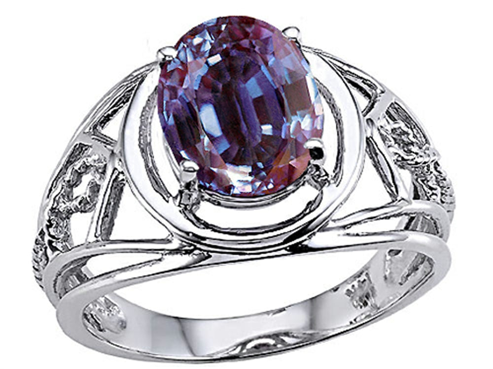Tommaso Design Oval 9x7 mm Simulated Alexandrite Ring