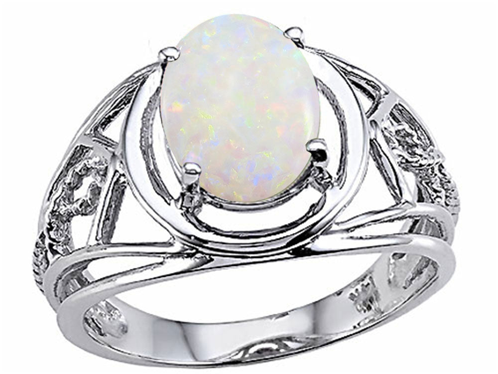 Tommaso Design Genuine Large Oval Opal Ring