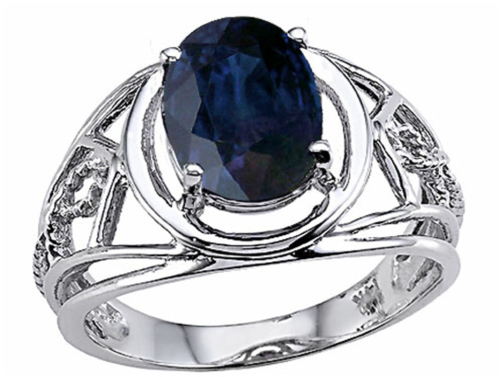 Tommaso Design Genuine Large Oval Sapphire Ring