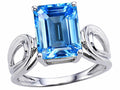 Tommaso Design Emerald Cut 10x8 mm Genuine Large Blue Topaz Ring