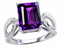 Tommaso Design Large Emerald Cut Genuine Amethyst Ring