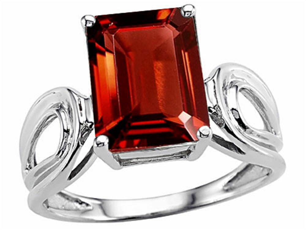 Tommaso Design Large Emerald Cut Genuine Garnet Ring