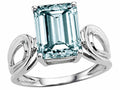 Tommaso Design Genuine Large Emerald Cut Aquamarine Ring