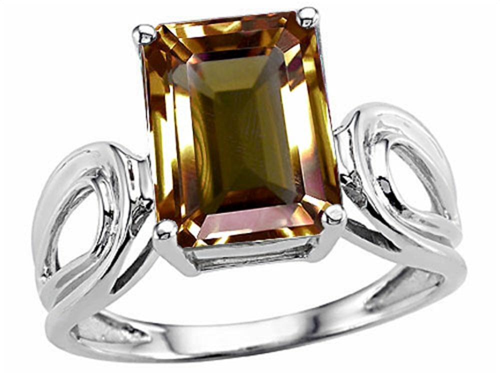 Tommaso Design Emerald Cut 10x8 mm Genuine Large Smoky Quartz Ring