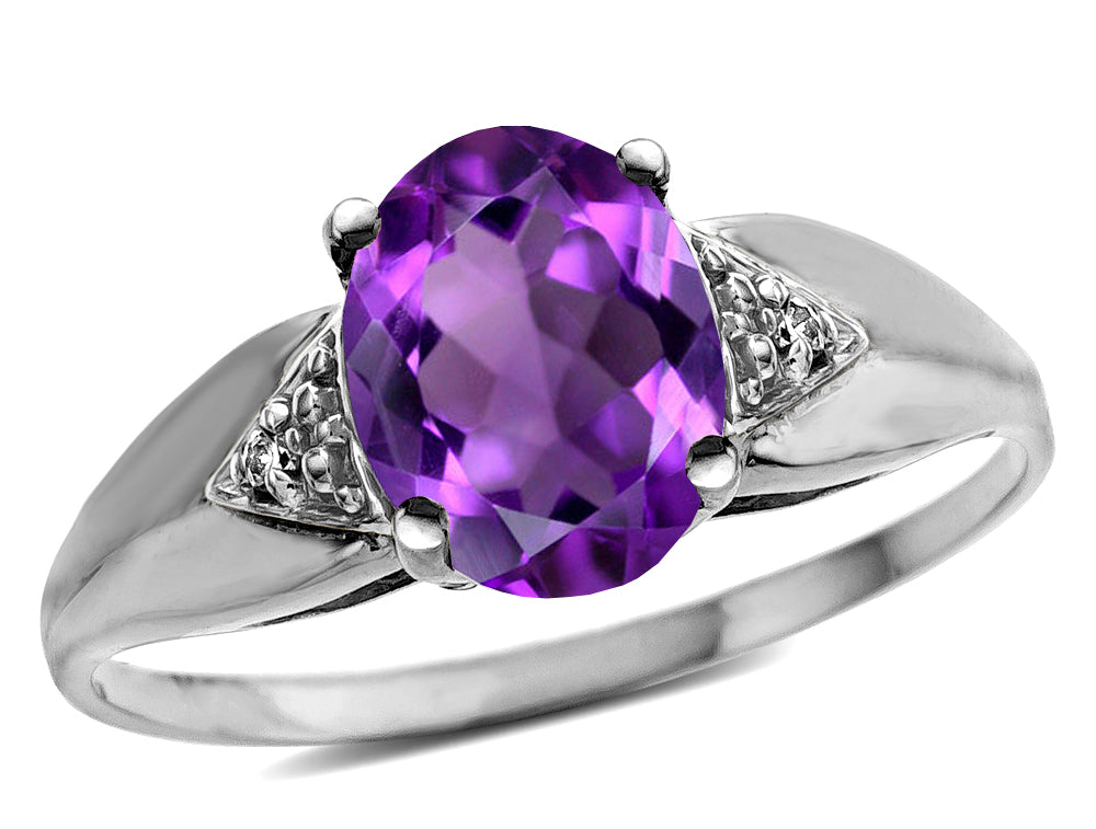 Tommaso Design Oval 9x7 Genuine Amethyst Ring