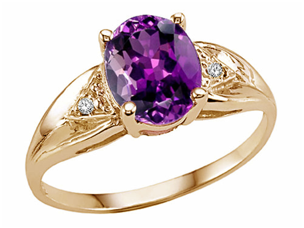 Star K 14 kt Yellow Gold Oval 9x7 Genuine Amethyst Promise Ring