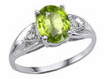 Tommaso Design Genuine 9x7 Oval Peridot and Diamond Ring