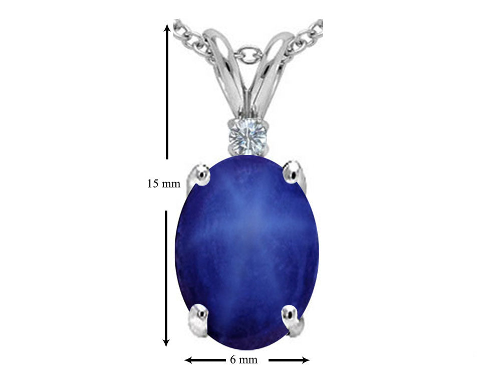 Tommaso Design Oval Created Star Sapphire Pendant Necklace