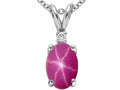 Tommaso Design Oval 8x6 mm Created Star Ruby Pendant Necklace