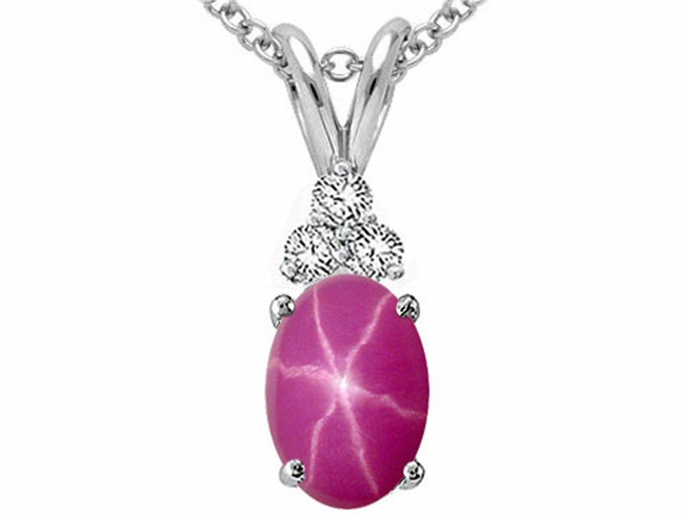 Tommaso Design Oval 7x5mm Created Star Ruby Pendant Necklace