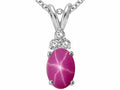 Tommaso Design Oval 7x5mm Created Star Ruby Pendant Necklace