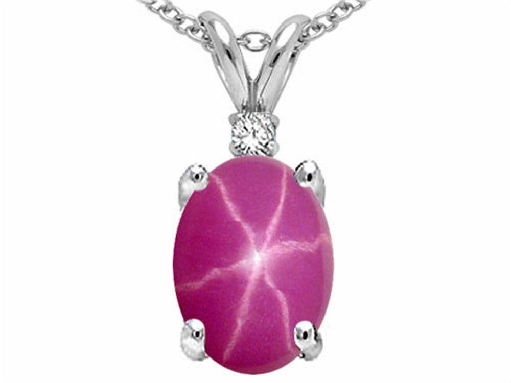 Tommaso Design Oval 8x6mm Created Star Ruby Pendant Necklace