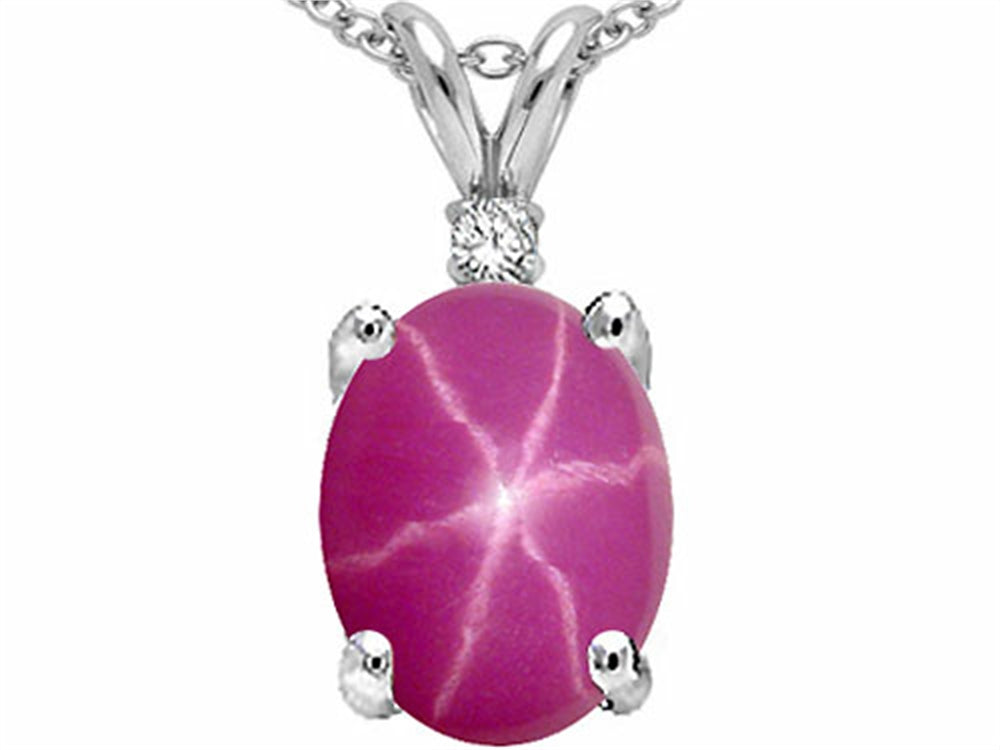 Tommaso Design Oval 9x7mm Created Star Ruby Pendant Necklace