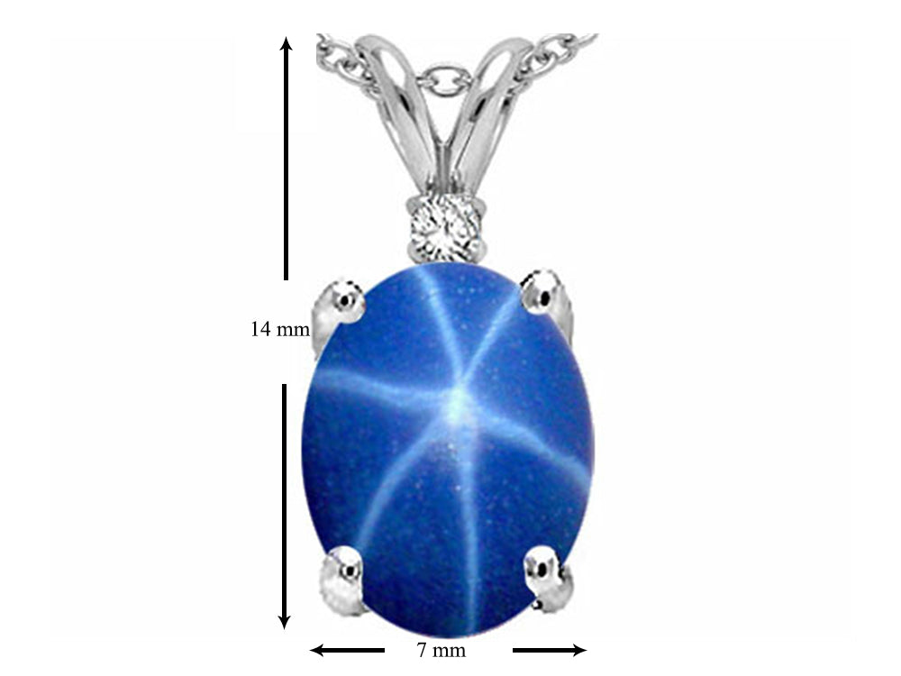 Tommaso Design Created Star Sapphire and Genuine Diamond Pendant Necklace