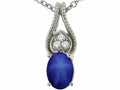 Tommaso Design Oval 7x5mm Created Star Sapphire and Genuine Diamond Pendant Necklace