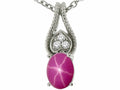 Tommaso Design Oval 7x5mm Created Star Ruby Pendant Necklace