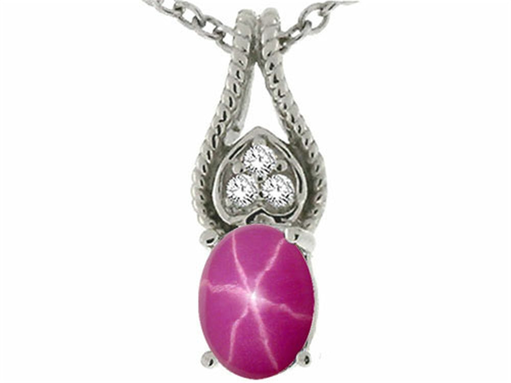 Tommaso Design Oval 7x5mm Created Star Ruby Pendant Necklace