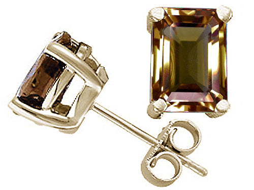 Tommaso Design™ Emerald Cut 8x6mm Genuine Smoky Quartz Earrings