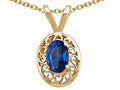 Tommaso Design Oval 6x4mm Genuine Sapphire Pendant Necklace