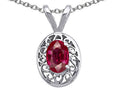 Tommaso Design Oval Genuine Ruby Pendant Necklace