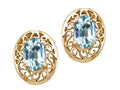 Tommaso Design Oval 6x4 mm Genuine Aquamarine Earrings
